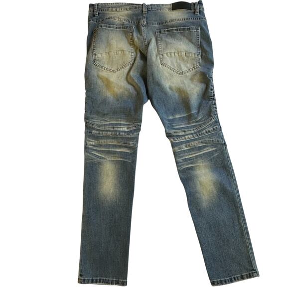 Mens Jeans Size 36/32 Streetwear Skinny Stretch Painted Eyes Colorful Graffiti - Picture 6 of 10